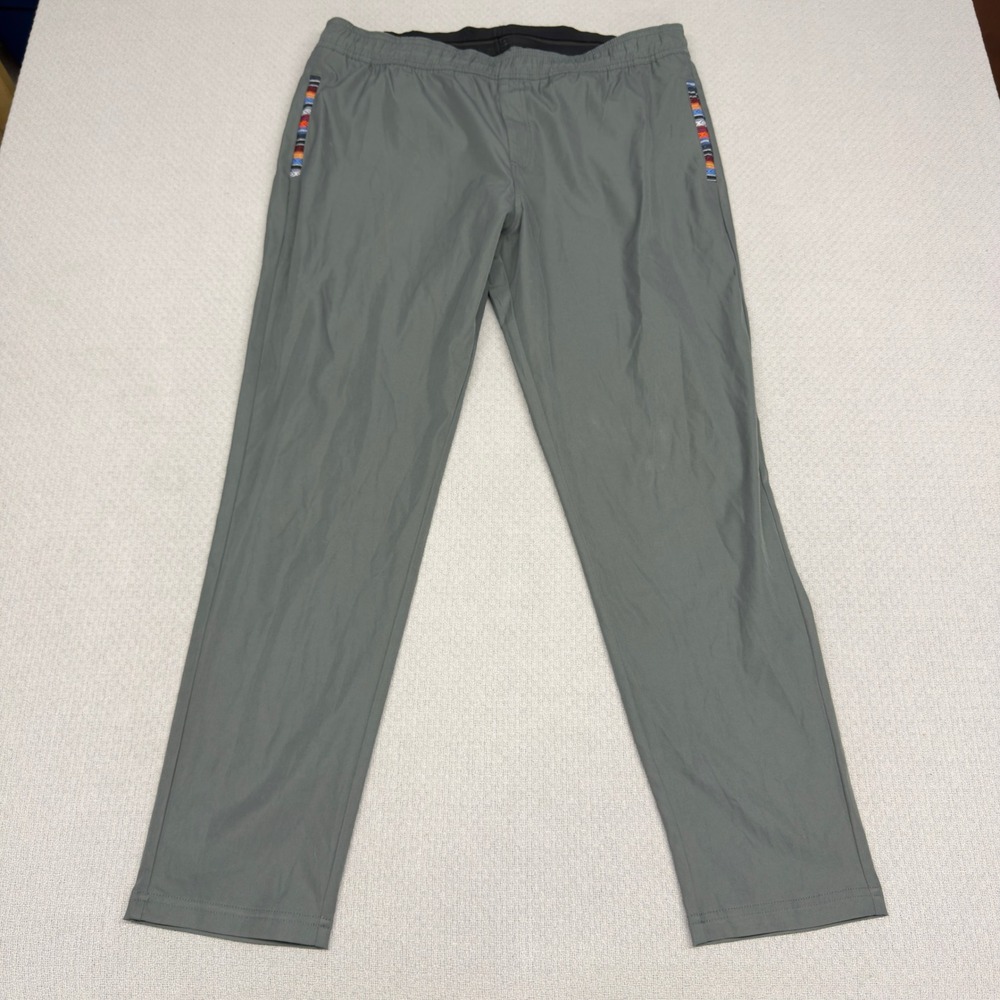 Wowie Pants Mens XL Gray Aztec Trim Drawstring Chino Boho Casual Lightweight